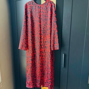 ZARA red&black cheetah silk dress